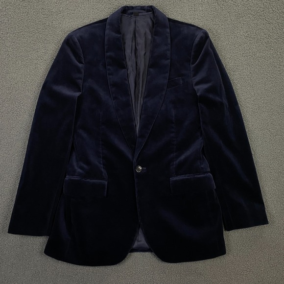 J.CREW Velvet Shawl Collar Dinner Jacket 36R Slim Fit Ludlow Blazer Navy Blue